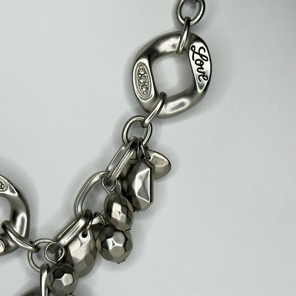 Chico's Rhinestone Love Pendant Silver Tone Necklace ✨ - Picture 5 of 9